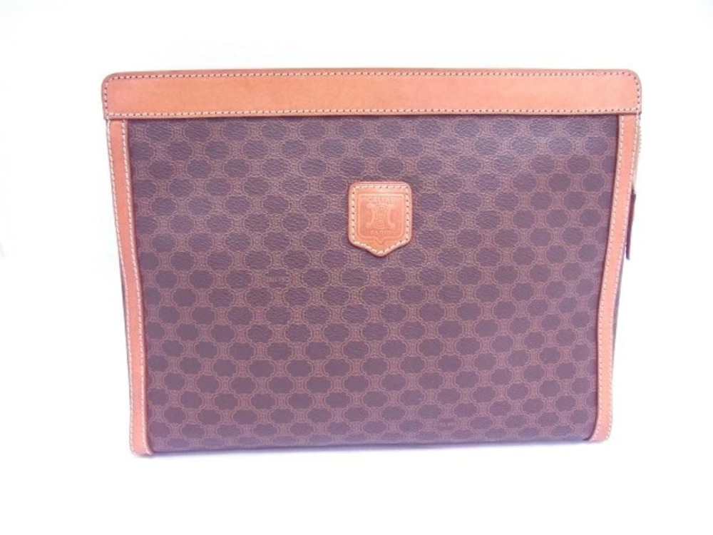 Celine Clutch Bag Shoulder Canvas Calfskin